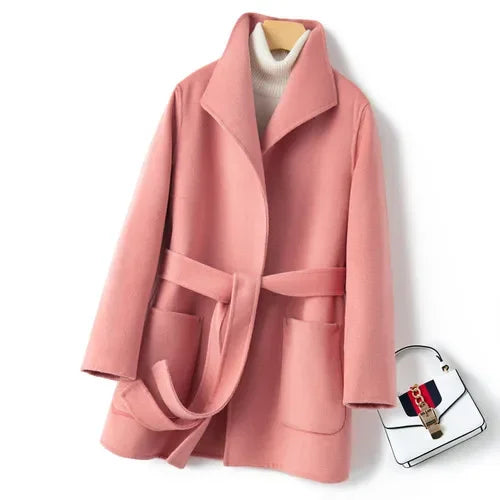 YOLANFAIRY Winter Double-sided Woolen Coat Women's Short Hepburn 100% Wool Coat for Women Elegant Clothes Chaqueta Feminine F