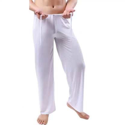 Men Yoga Pants Low Waist Drawstring Straight Loose Pajama Pants Thin Sports Comfortable Elastic Waist Men Sports Trousers