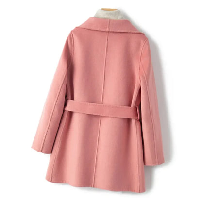 YOLANFAIRY Winter Double-sided Woolen Coat Women's Short Hepburn 100% Wool Coat for Women Elegant Clothes Chaqueta Feminine F