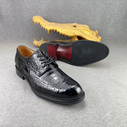 Authentic crocodile leather men's formal shoes real crocodile leather men's business lace-up Brock leather shoes