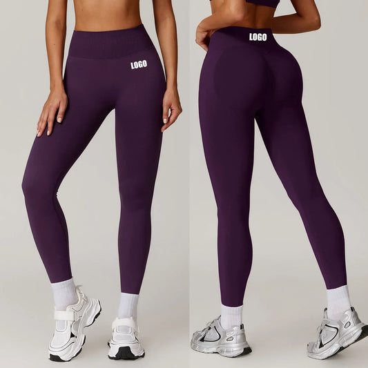 Customized LOGO women's peach buttocks seamless belly tight yoga pants running sports quick-drying fitness trousers