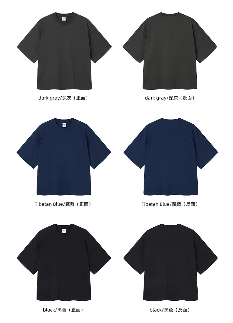Customized LOGO men's clothing summer new 275G heavy 100% cotton short version loose T-shirt for men and women