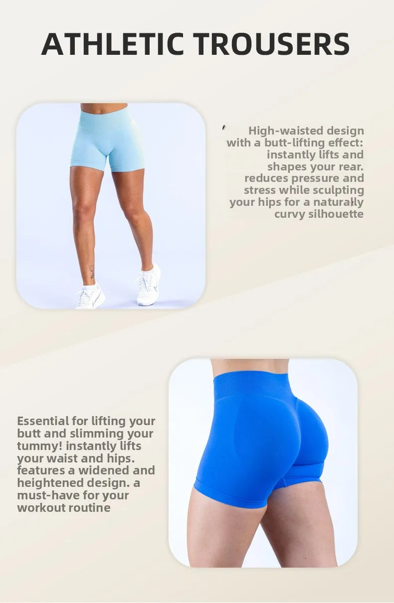Custom LOGO Women's New 27-Color Sports Seamless Yu Plus Shorts High Waist Belly Running Quick-Drying Fitness Pants XS-XL