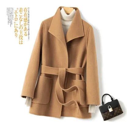 YOLANFAIRY Winter Double-sided Woolen Coat Women's Short Hepburn 100% Wool Coat for Women Elegant Clothes Chaqueta Feminine F