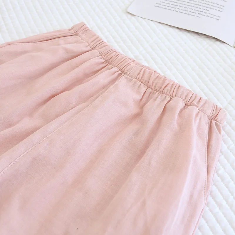 2026 New Spring/Summer Couple's Pajama Set 100% Cotton Simple Men's and Women's Long Sleeve Long Pants Two Piece Home Clothes