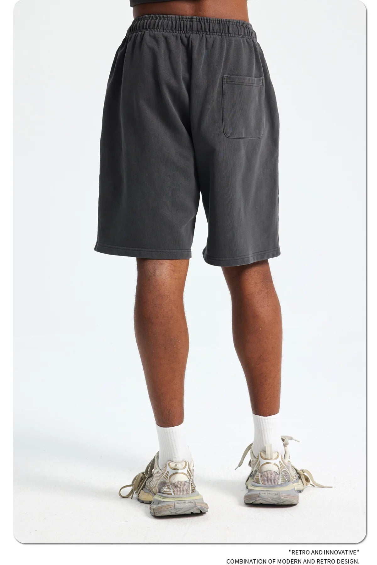 Custom LOGO men's new washed 420G European and American 100% cotton retro terry couple casual sports shorts