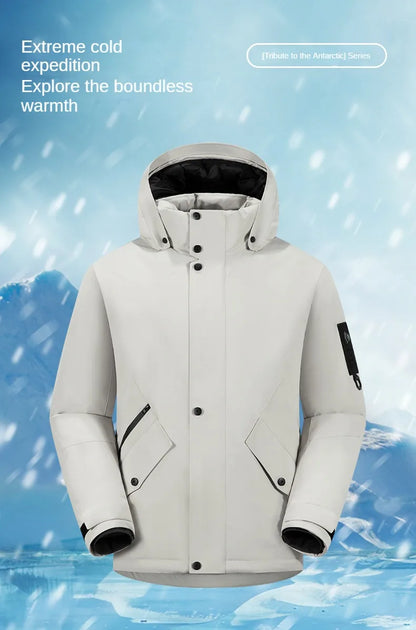 Winter Warm duck down Jacket Custom Logo Thick Skiing Down Jacket Coat Print Company Brand Design Outdoor Windproof jacket