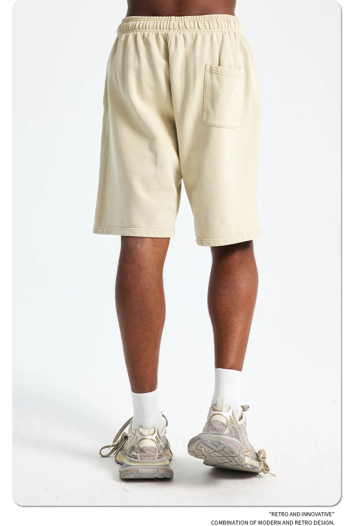 Custom LOGO men's new washed 420G European and American 100% cotton retro terry couple casual sports shorts