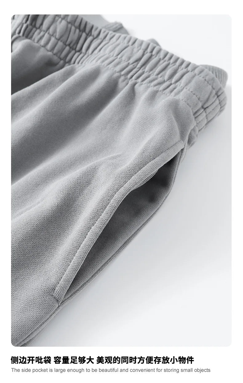 Custom LOGO Women's 2025 Spring and Autumn 370G Heavy 100% Cotton Retro Style Old and Skinny Double Waist Casual Straight Pants