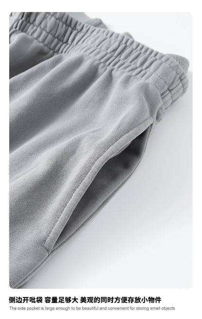 Custom LOGO Women's 2025 Spring and Autumn 370G Heavy 100% Cotton Retro Style Old and Skinny Double Waist Casual Straight Pants