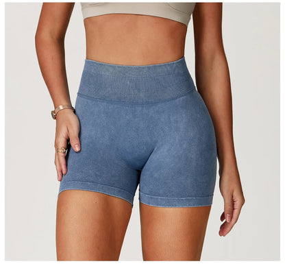 Sand Washed Yoga Shorts Women Yoga Shorts High Waist Workout Shorts Fitness Yoga Lift Butt Fitness Yoga Gym Running Short Pants