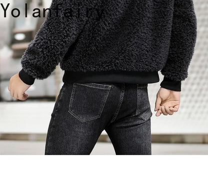 YOLANFAIRY 100% Wool Mens Real Fur Coat Winter 2024 Jackets Short Lambswool Coats Integrated Clothes Trend Top Chaquetas Hombre