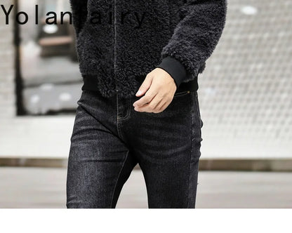 YOLANFAIRY 100% Wool Mens Real Fur Coat Winter 2024 Jackets Short Lambswool Coats Integrated Clothes Trend Top Chaquetas Hombre
