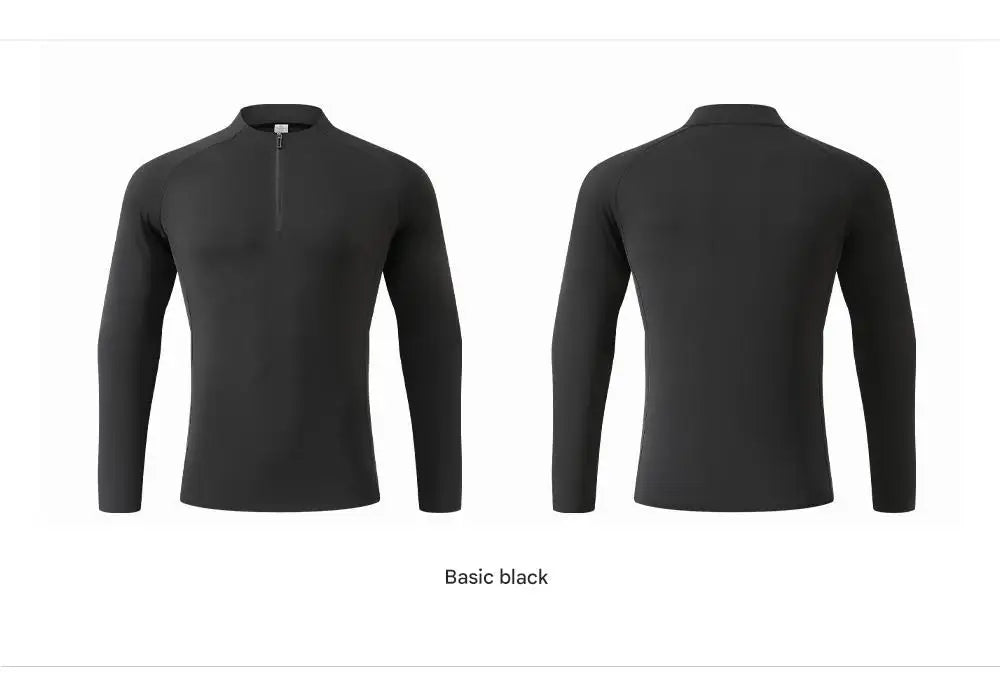 #9907-XIYU Custom LOGO Fitness Compression Sport Gym Running Exercise Elastic Long Sleeves half zip High neck Tops men T-shirt