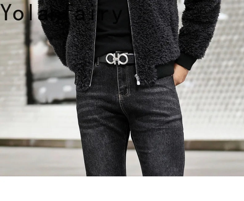YOLANFAIRY 100% Wool Mens Real Fur Coat Winter 2024 Jackets Short Lambswool Coats Integrated Clothes Trend Top Chaquetas Hombre