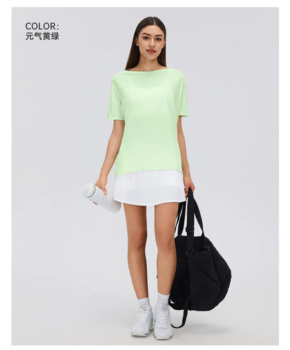 Custom LOGO Women's Summer Short Sleeve Loose Casual Running T-Shirt Yoga Fitness Sports Top Breathable Sweating