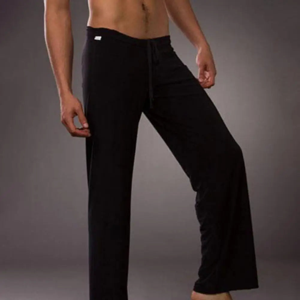 Men Yoga Pants Low Waist Drawstring Straight Loose Pajama Pants Thin Sports Comfortable Elastic Waist Men Sports Trousers