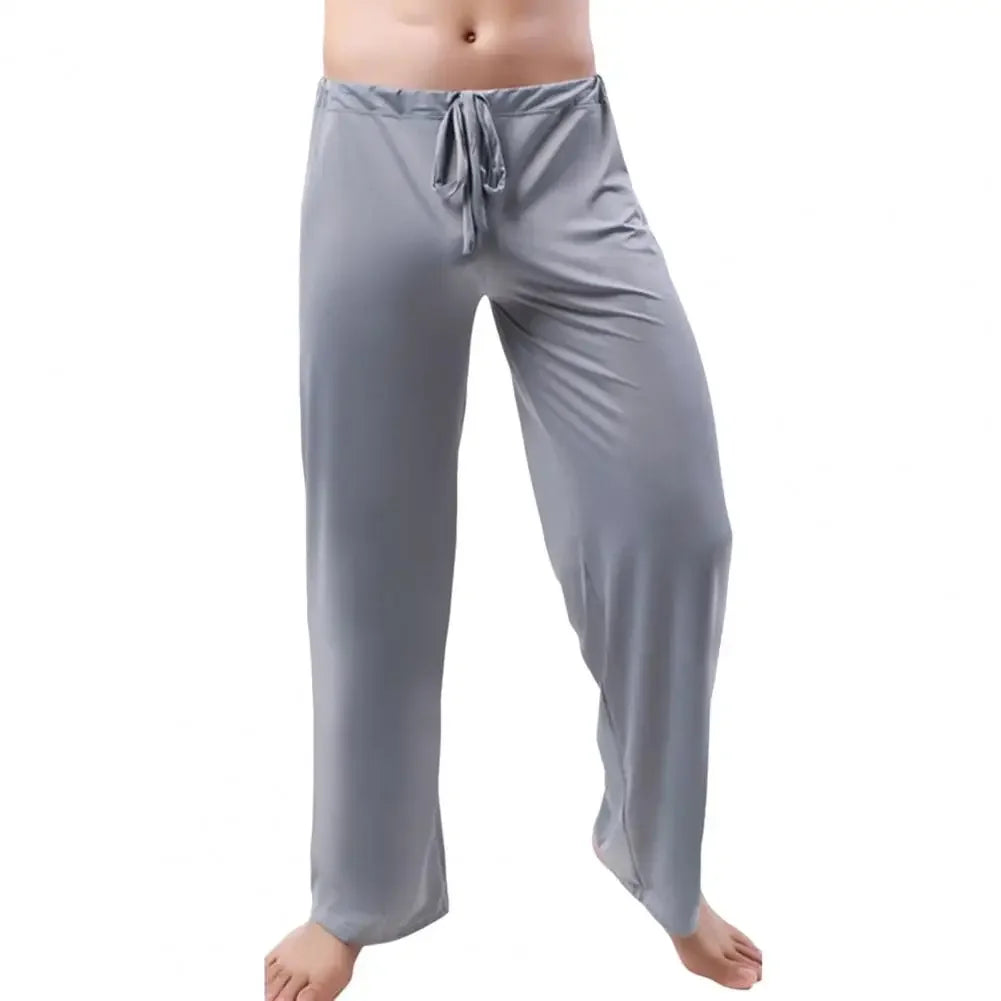 Men Yoga Pants Low Waist Drawstring Straight Loose Pajama Pants Thin Sports Comfortable Elastic Waist Men Sports Trousers