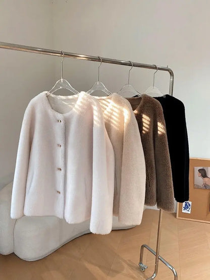 Lamb Fur Jacket for Women Pure Wool Fur Coats Particle Sheep Fleece Gold Buckle Composite Fur Integrated Women's Winter Coat FCY