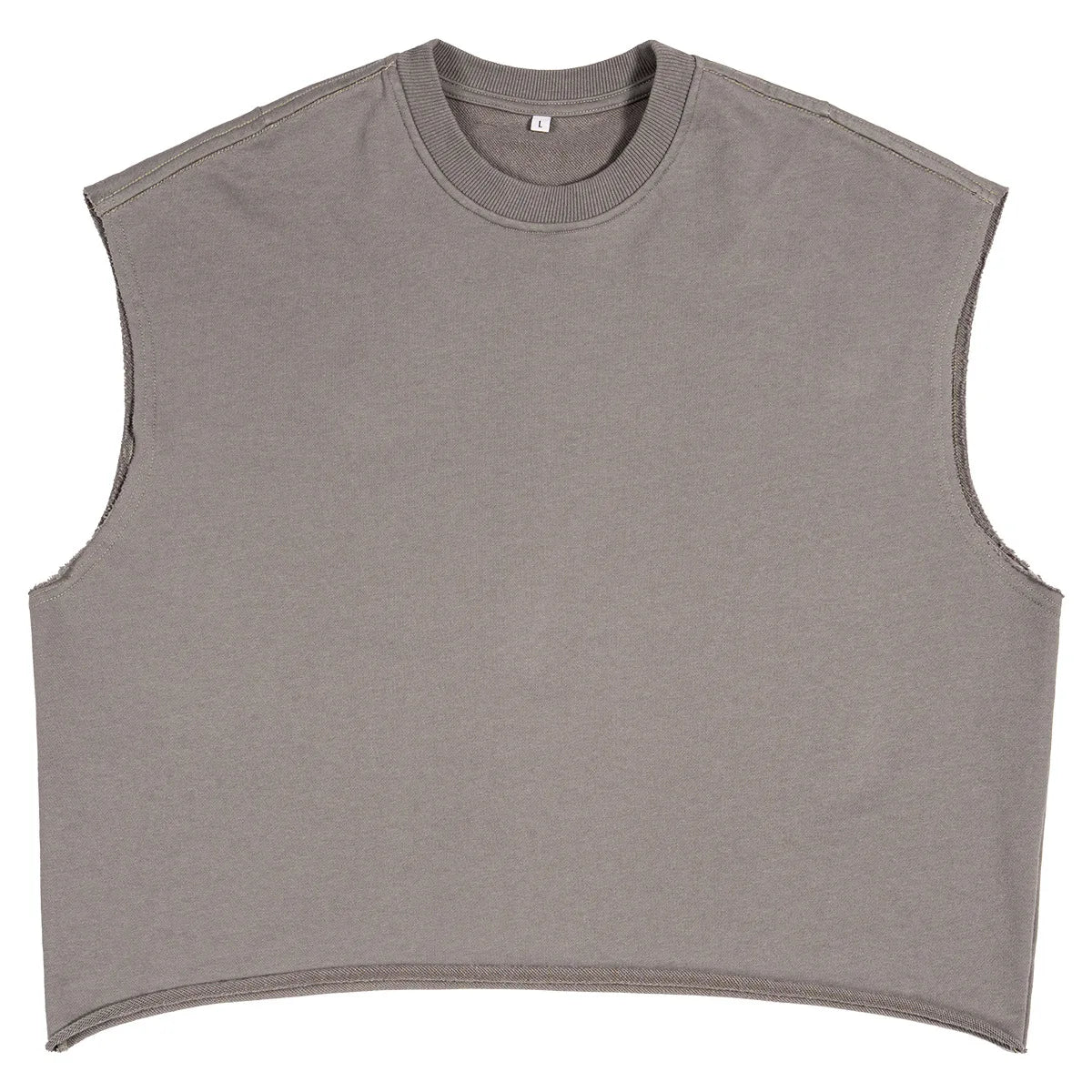 Custom LOGO Men's 340G Heavy Cotton Polyester Casual Short Vest Trendy Loose Hemming Loose Couple Sleeveless Top