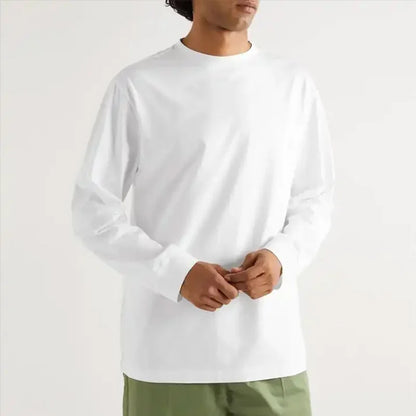 DIY Custom LOGO 260GSM 100% Cotton Heavy Weight Oversized Men T-shirt Long sleeves Pure Color For Winter Autumn Streetwear Tops