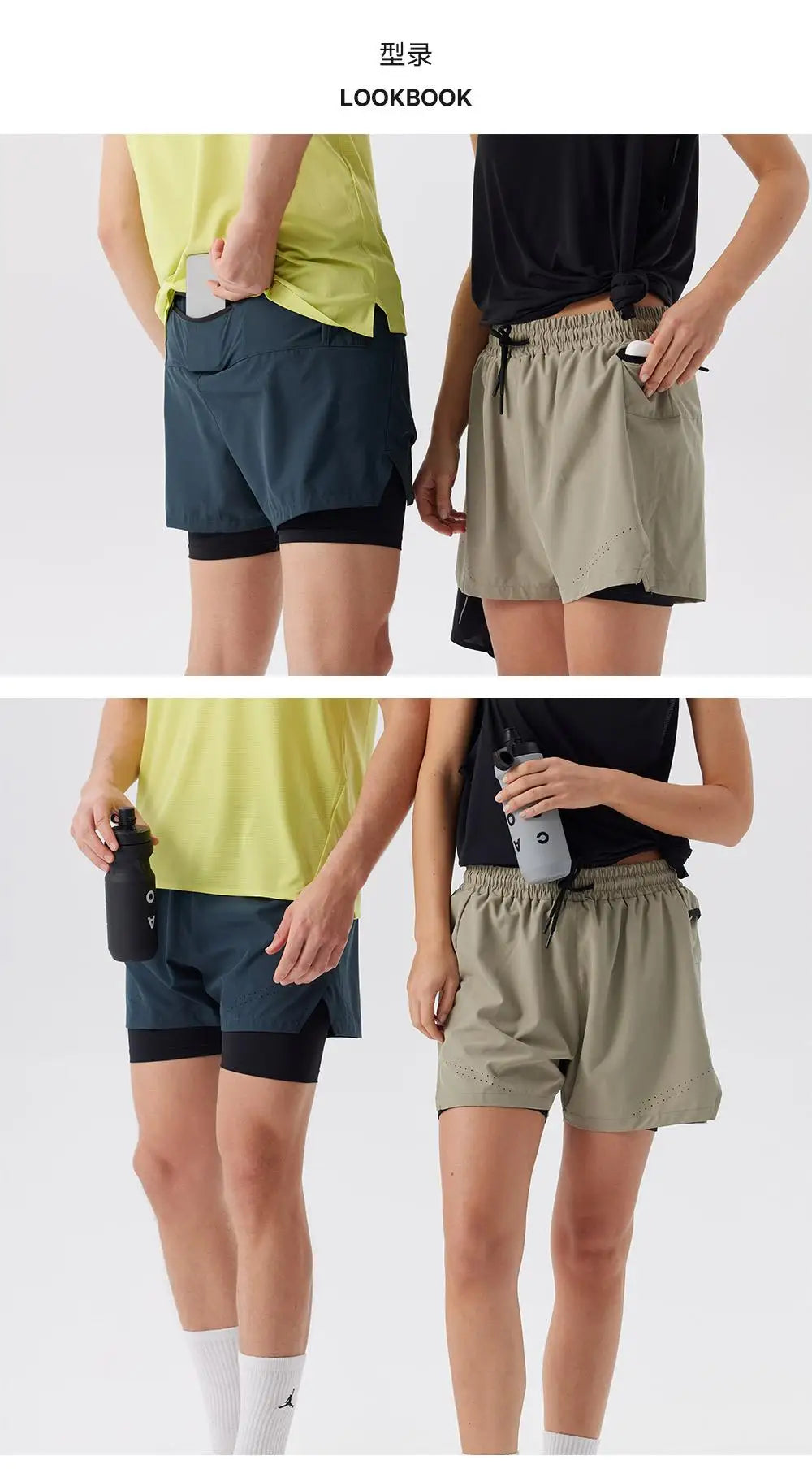 #51147-XIYU Custom LOGO Print Men's Running Shorts Quick-drying Fitness Black Double Layer Men New Sport Workout Training Short