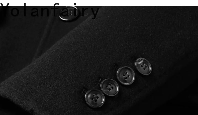 YOLANFAIRY Real Sheepskin Leather Patchwork Wool Coat for Men Autumn Trendy Short Cashmere Jacket Loose Streetwear ropa hombre