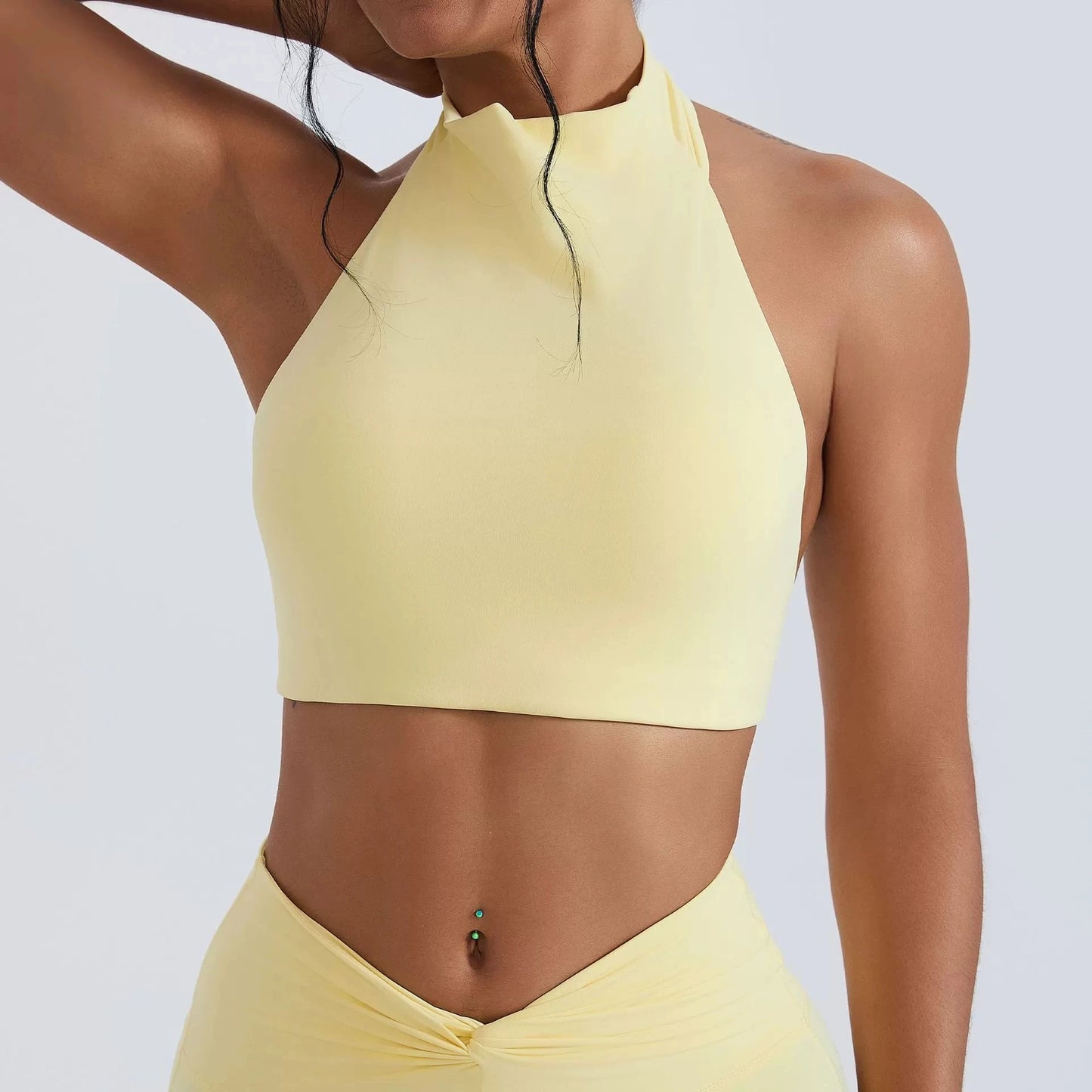 Halter Top Gym Vest Woman Backless Tank Tops Push Up Sport Bras Running Vest Workout Underwear With Chest Cushion Top Activewear