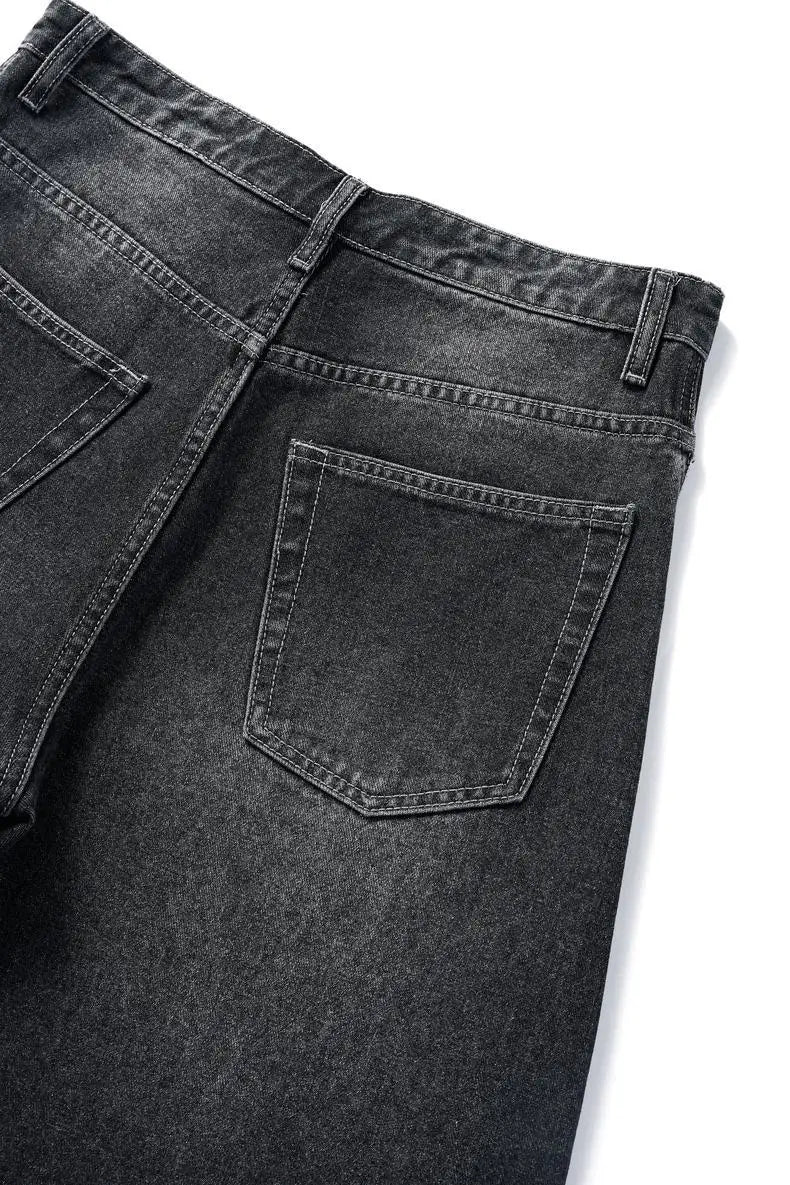 Custom LOGO men's 2026 denim scimitar pants cotton autumn new American retro washed old casual couple trousers