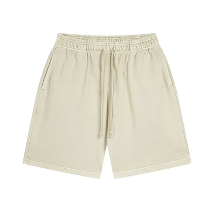 Custom LOGO men's new washed 420G European and American 100% cotton retro terry couple casual sports shorts