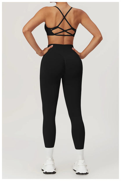 Customized LOGO women's peach buttocks seamless belly tight yoga pants running sports quick-drying fitness trousers