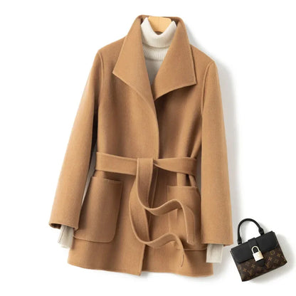 YOLANFAIRY Winter Double-sided Woolen Coat Women's Short Hepburn 100% Wool Coat for Women Elegant Clothes Chaqueta Feminine F