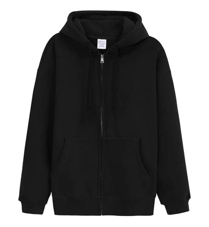 600GSM 95% Cotton DIY Custom LOGO Solid Retro Oversize Hoodie Unisex Winter Warm Zipper Up Open-Up Hoodies Classic Loose Coat