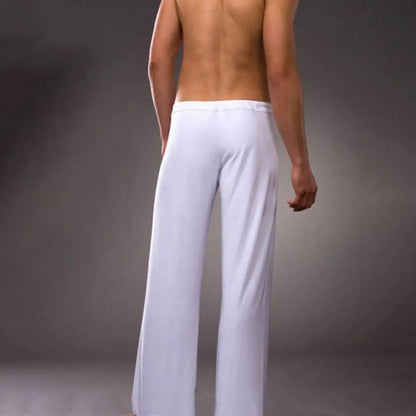 Men Yoga Pants Low Waist Drawstring Straight Loose Pajama Pants Thin Sports Comfortable Elastic Waist Men Sports Trousers