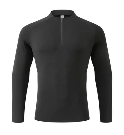 #9907-XIYU Custom LOGO Fitness Compression Sport Gym Running Exercise Elastic Long Sleeves half zip High neck Tops men T-shirt