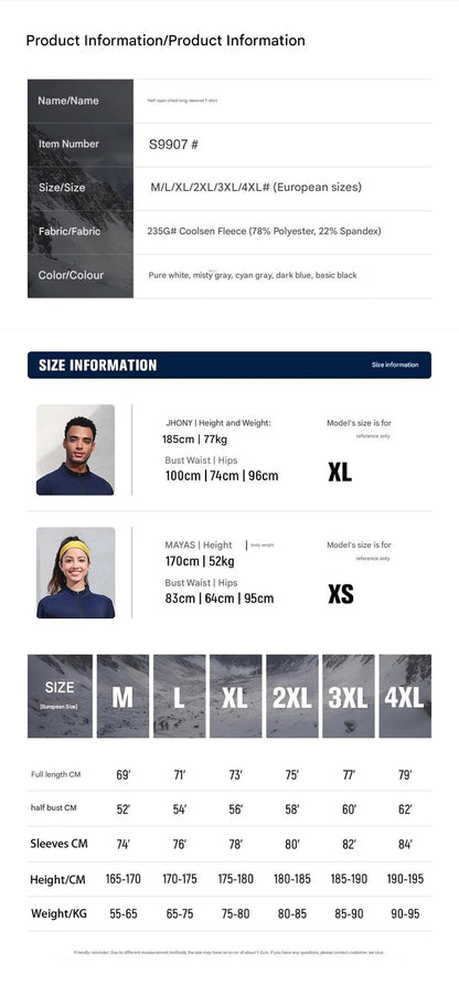 #9907-XIYU Custom LOGO Fitness Compression Sport Gym Running Exercise Elastic Long Sleeves half zip High neck Tops men T-shirt