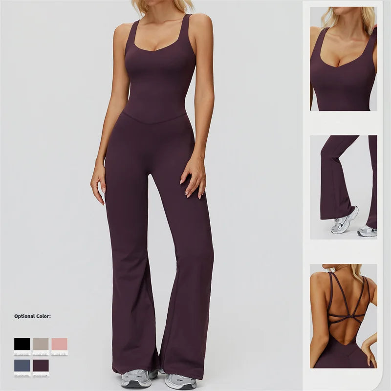 TRY TO BN Sports Jumpsuit Yoga Cross Beautiful Back Fitness Workout Bodysuit One Piece Sets Sportswear Running Gym Woman Clothes