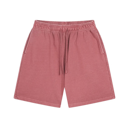 Custom LOGO men's new washed 420G European and American 100% cotton retro terry couple casual sports shorts