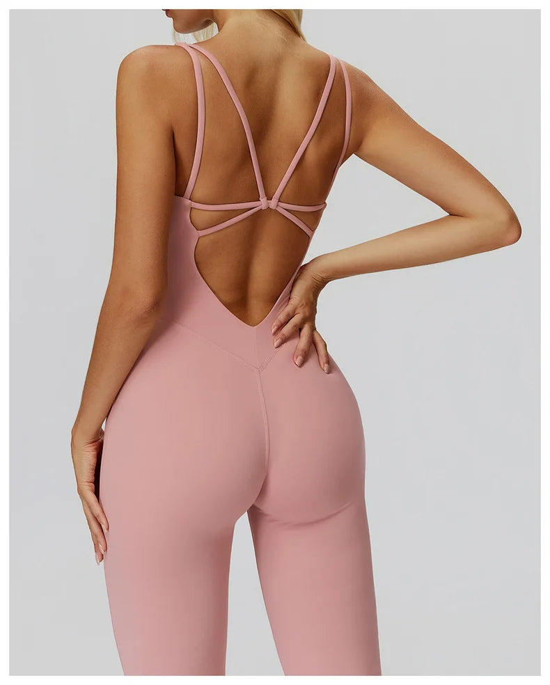 TRY TO BN Sports Jumpsuit Yoga Cross Beautiful Back Fitness Workout Bodysuit One Piece Sets Sportswear Running Gym Woman Clothes