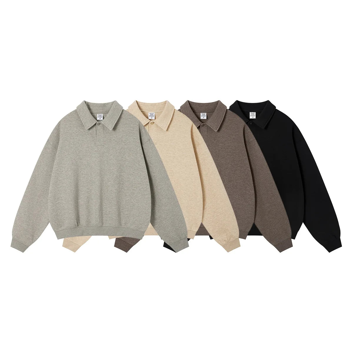 Custom LOGO men's autumn 320G heavy cotton new old money wind American retro polo sweater trousers loose suit
