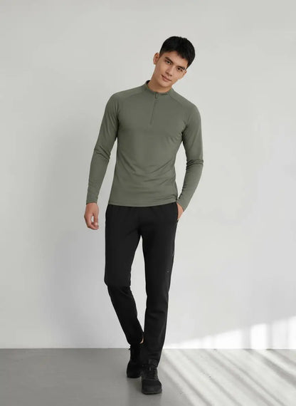 #9907-XIYU Custom LOGO Fitness Compression Sport Gym Running Exercise Elastic Long Sleeves half zip High neck Tops men T-shirt