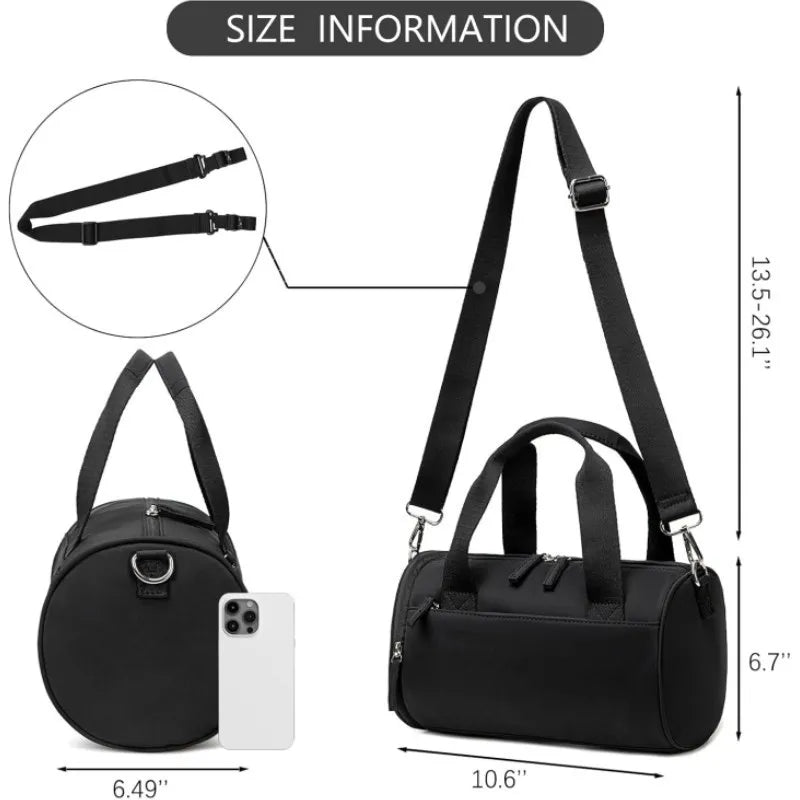 Customized Cylindrical Bag Logo Single Shoulder Hand-held Fitness Bag Women's Travel Bag Sports Bag Personalized Name Image