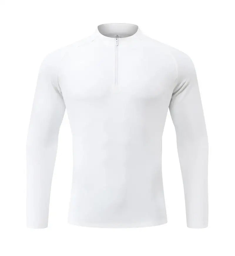 #9907-XIYU Custom LOGO Fitness Compression Sport Gym Running Exercise Elastic Long Sleeves half zip High neck Tops men T-shirt