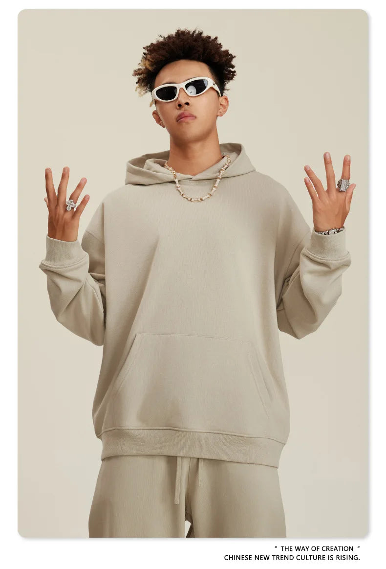 Custom LOGO men's and women's heavy 445G terry cotton and polyester casual sweater spring and autumn hoodie 2024 top