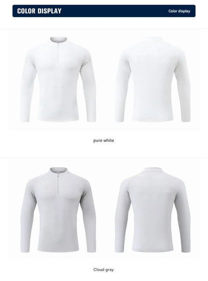 #9907-XIYU Custom LOGO Fitness Compression Sport Gym Running Exercise Elastic Long Sleeves half zip High neck Tops men T-shirt