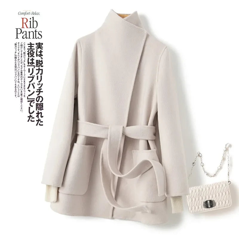 YOLANFAIRY Winter Double-sided Woolen Coat Women's Short Hepburn 100% Wool Coat for Women Elegant Clothes Chaqueta Feminine F