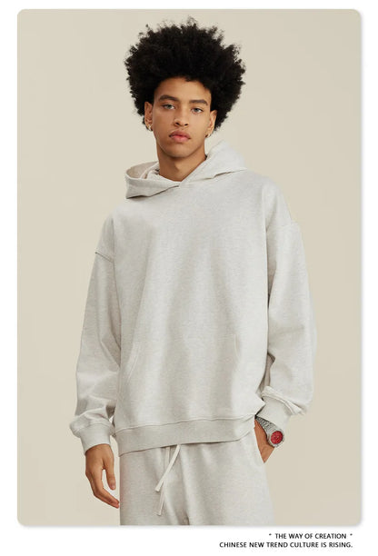 Custom LOGO men's and women's heavy 445G terry cotton and polyester casual sweater spring and autumn hoodie 2024 top