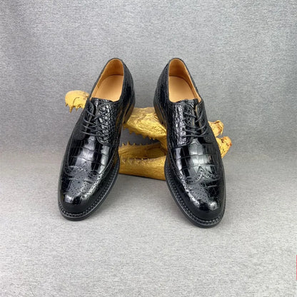 Authentic crocodile leather men's formal shoes real crocodile leather men's business lace-up Brock leather shoes