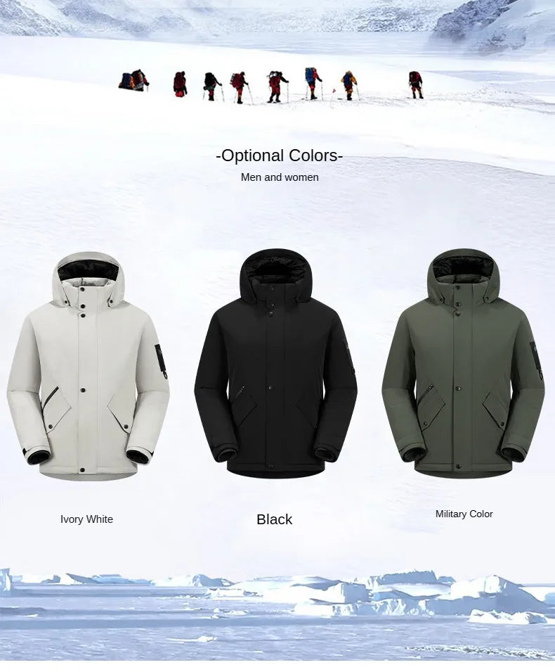 Winter Warm duck down Jacket Custom Logo Thick Skiing Down Jacket Coat Print Company Brand Design Outdoor Windproof jacket