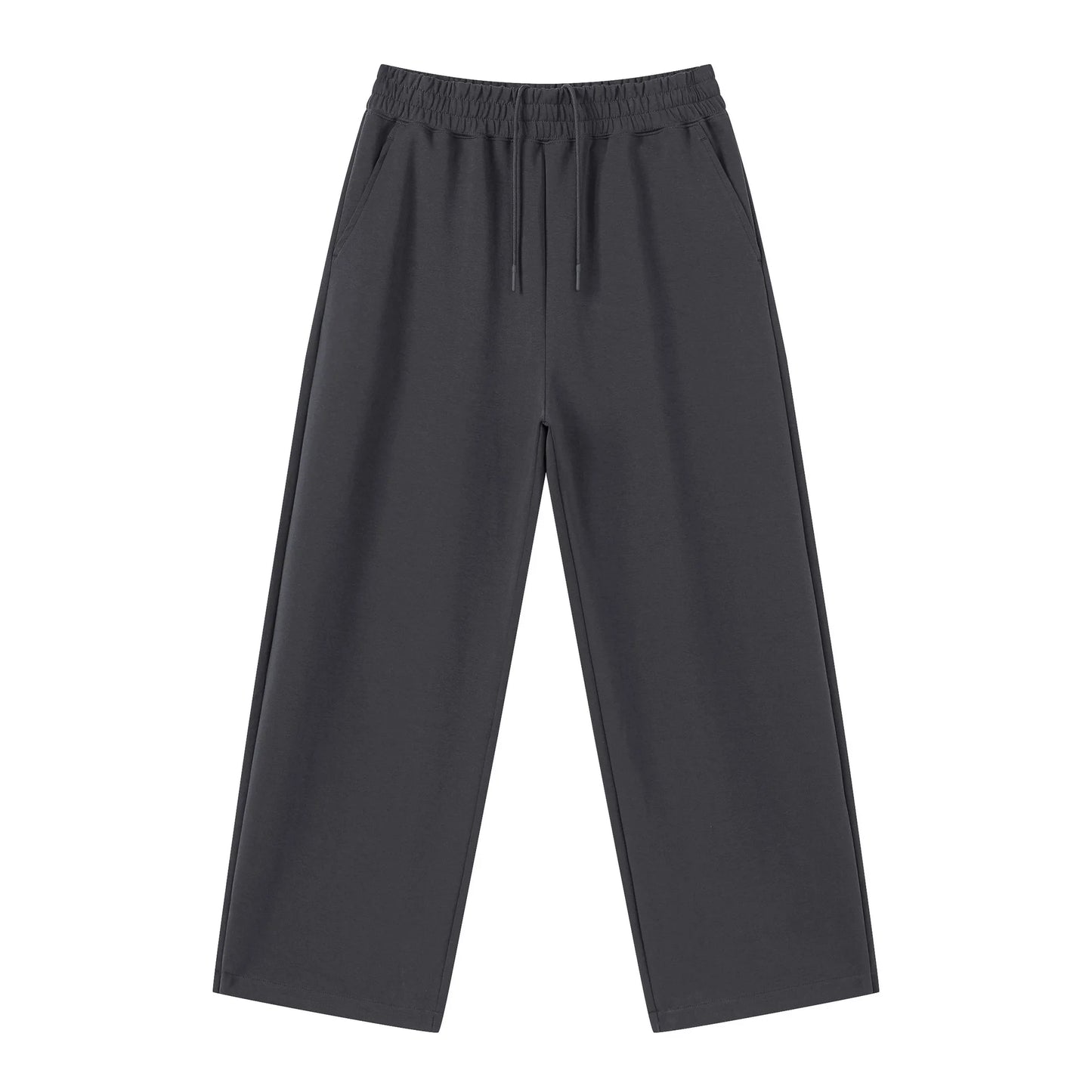 Personalized LOGO custom men's 320G cotton polyester vertical wide-leg pants drawstring elastic waist casual straight trousers